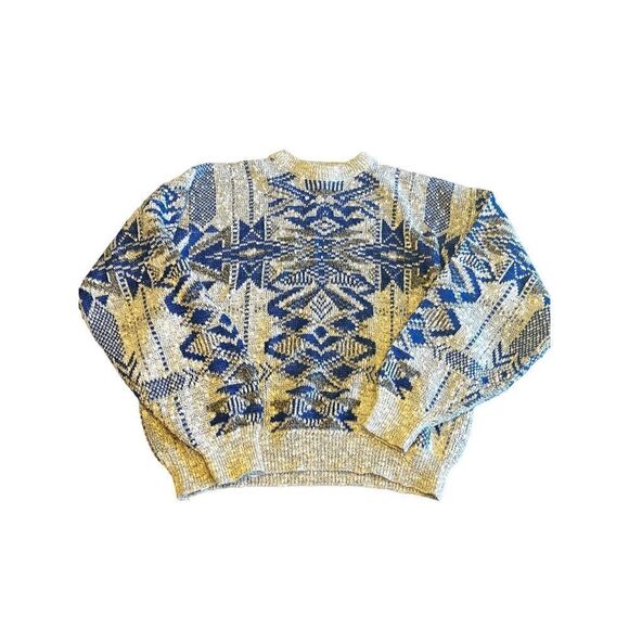 Vintage 80’s Mcgregor medium grandpa blue gray Nordic Scandinavian sweater - Picture 2 of 6